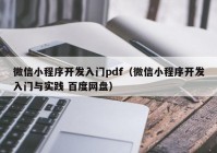 微信小程序開(kāi)發(fā)入門pdf（微信小程序開(kāi)發(fā)入門與實(shí)踐 百度網(wǎng)盤）