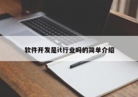 軟件開發(fā)是it行業(yè)嗎的簡(jiǎn)單介紹