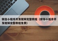 微信小程序開發(fā)視頻完整教程（微信小程序開發(fā)視頻完整教程免費）