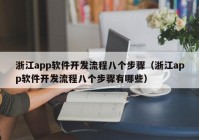浙江app軟件開發(fā)流程八個(gè)步驟（浙江app軟件開發(fā)流程八個(gè)步驟有哪些）