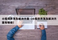 小程序開發(fā)及解決方案（小程序開發(fā)及解決方案有哪些）