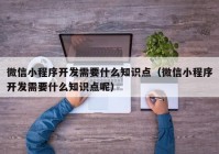 微信小程序開發(fā)需要什么知識(shí)點(diǎn)（微信小程序開發(fā)需要什么知識(shí)點(diǎn)呢）